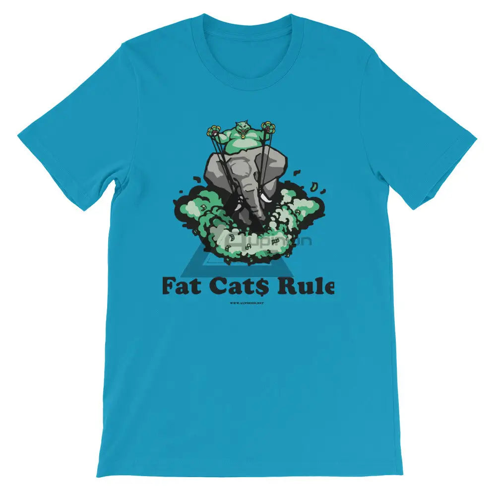 Fat Cats Rule Short-Sleeve T-Shirt Aqua / S