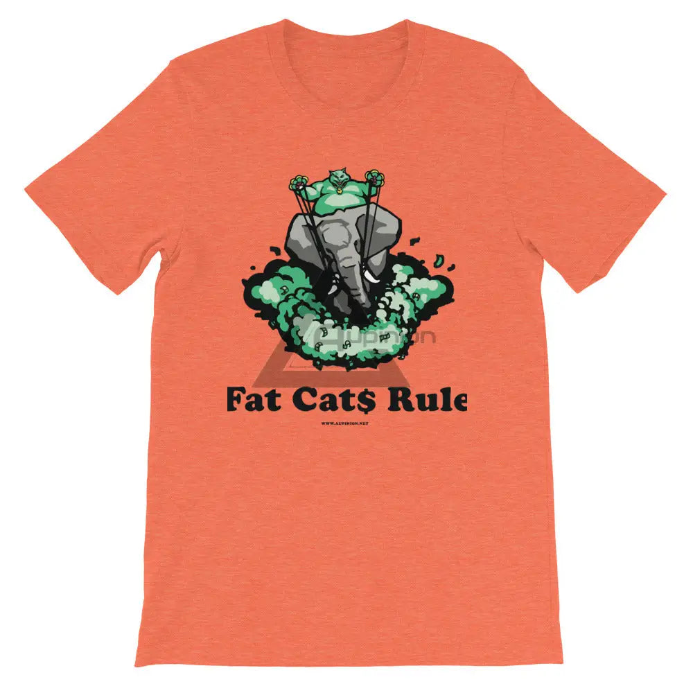 Fat Cats Rule Short-Sleeve T-Shirt Heather Orange / S