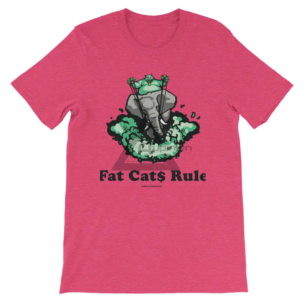Fat Cats Rule Short-Sleeve T-Shirt Heather Raspberry / S