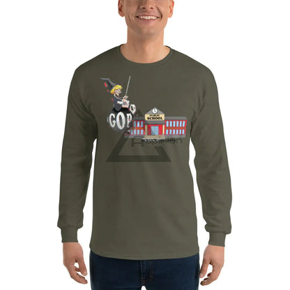 Destabalize Public Schools Long Sleeve Military Green / S