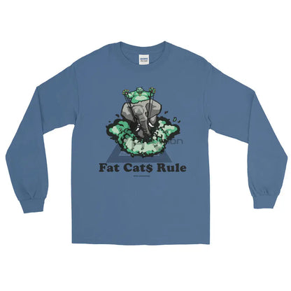 Fat Cats Rule Long Sleeve T-Shirt Indigo Blue / S