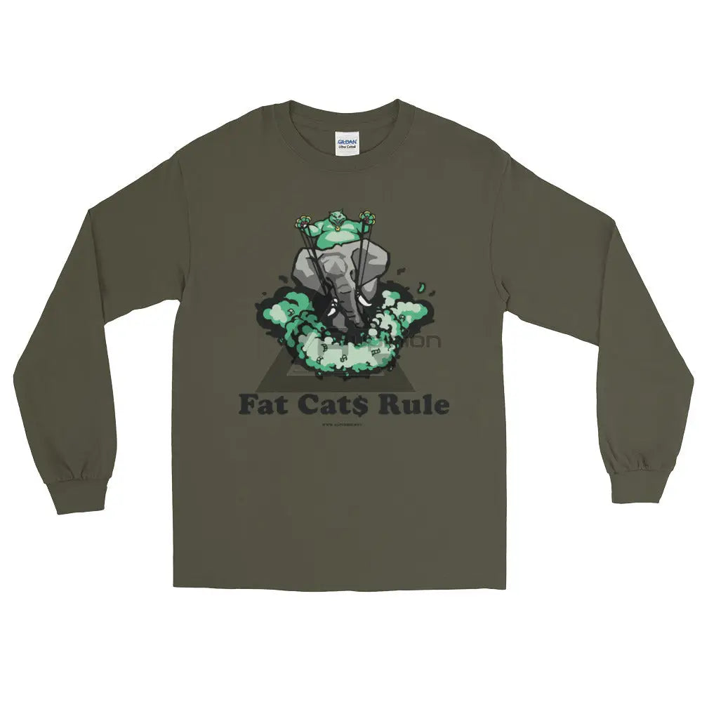 Fat Cats Rule Long Sleeve T-Shirt Military Green / S