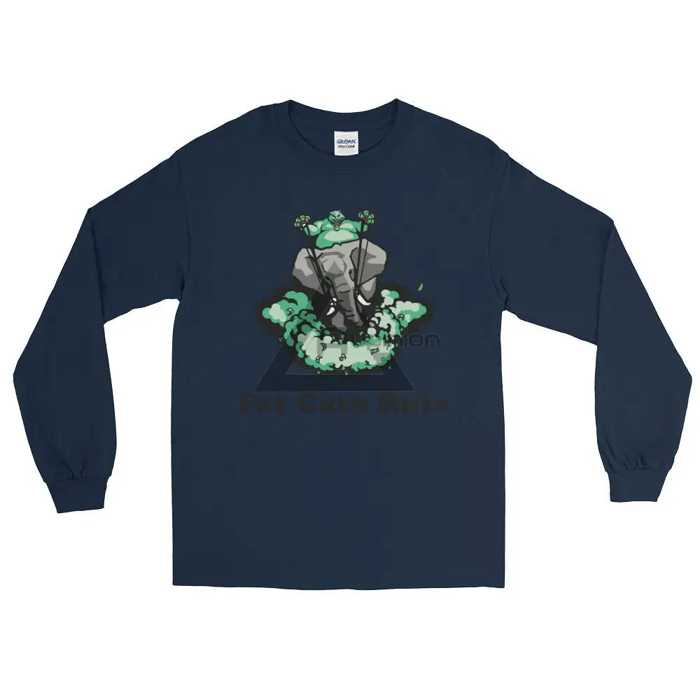 Fat Cats Rule Long Sleeve T-Shirt Navy / S