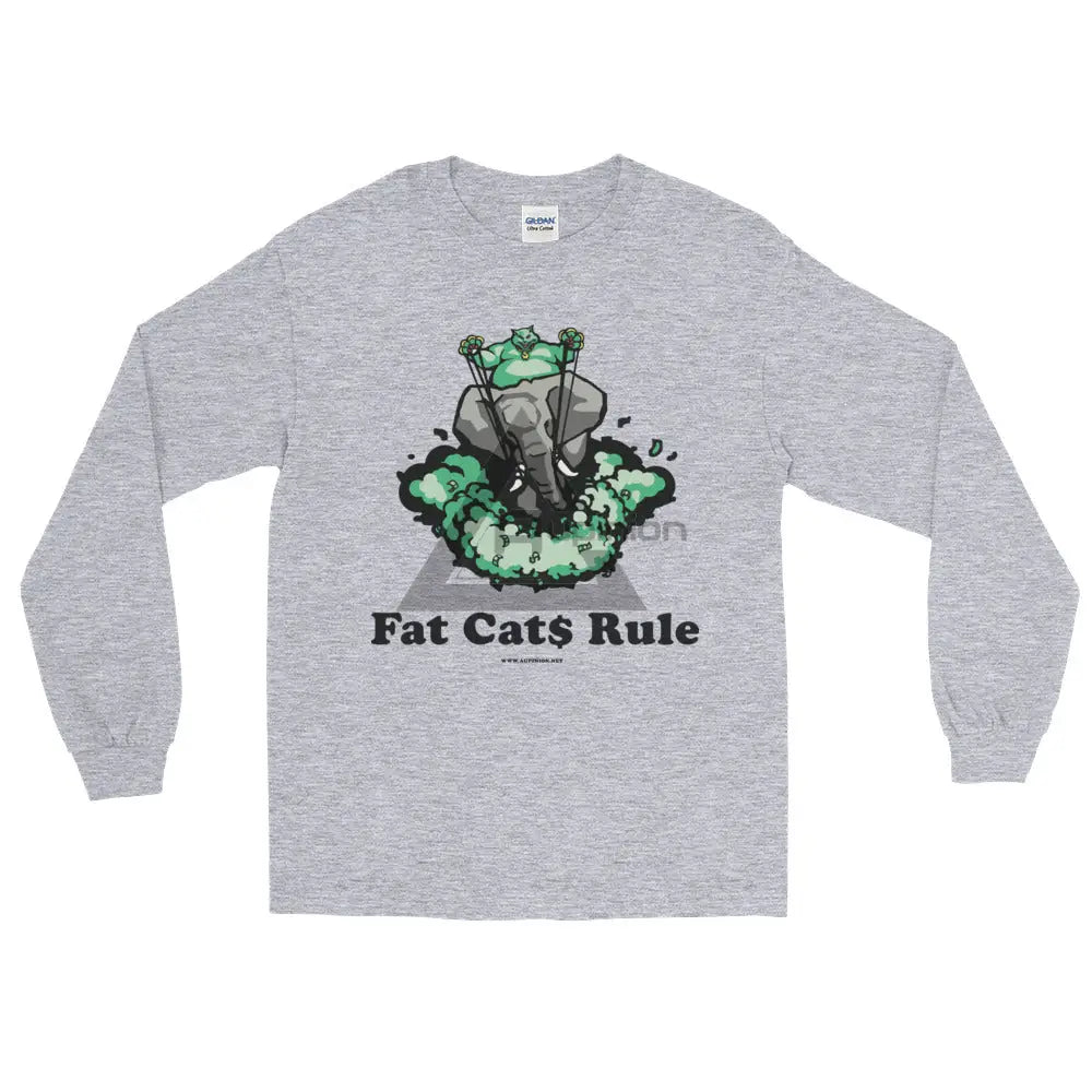 Fat Cats Rule Long Sleeve T-Shirt Sport Grey / S