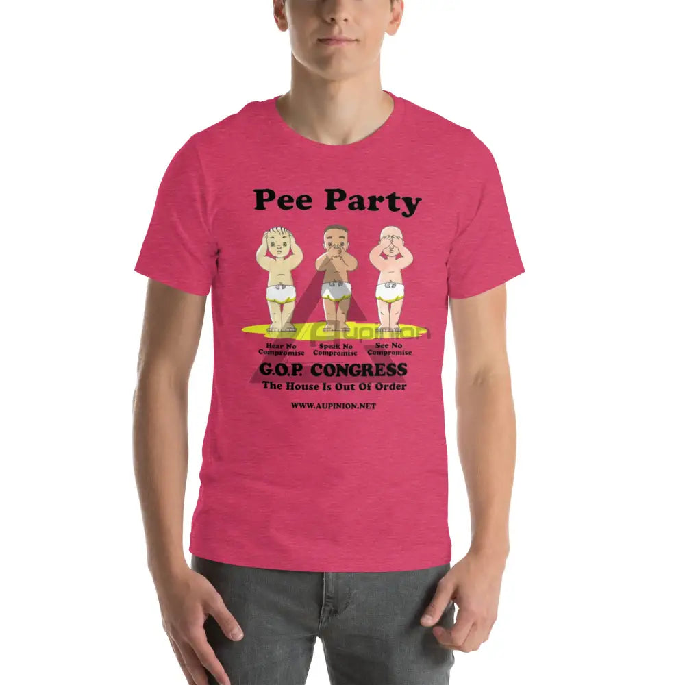 Pee Party Short Sleeve Heather Raspberry / S