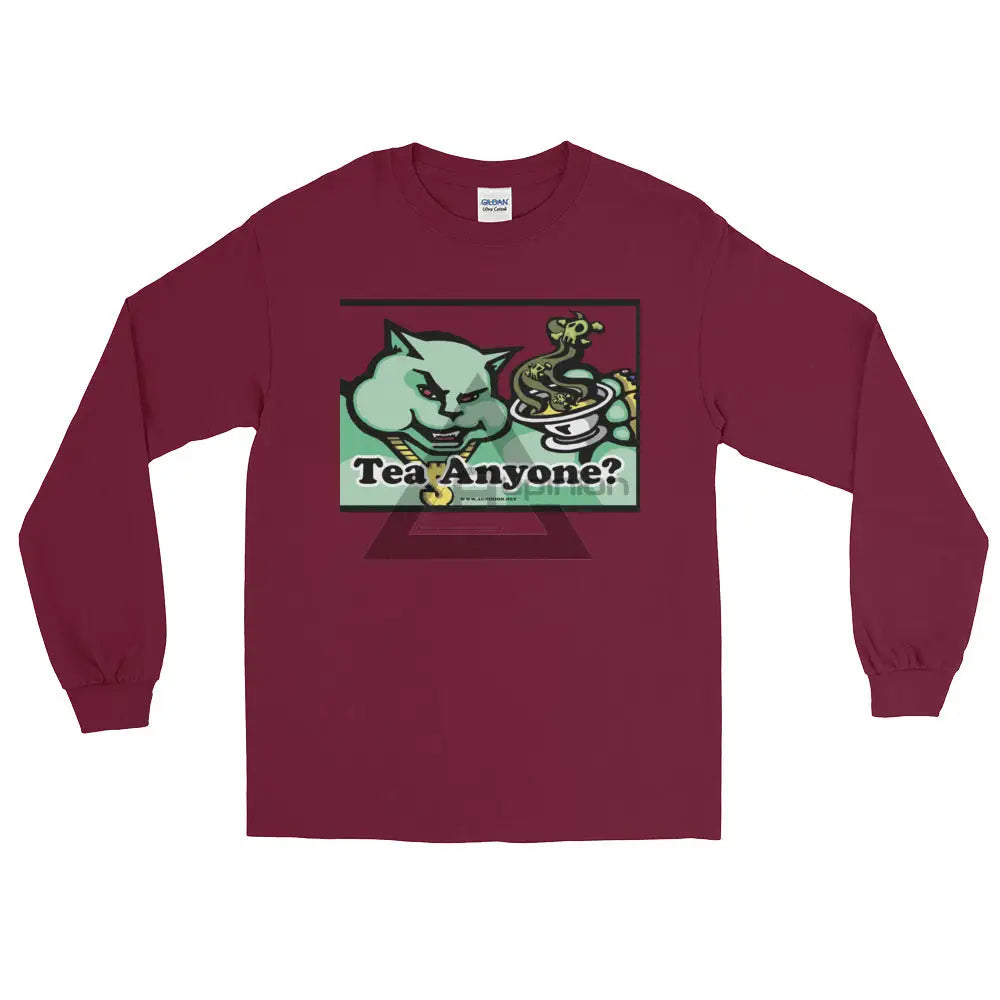 Tea Anyone Long Sleeve T-Shirt Maroon / S